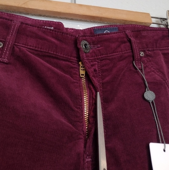 NWT Ag Adriano Goldschmied The Legging Burgundy Velvet Super Skinny Pants Sz 32 - Picture 9 of 16